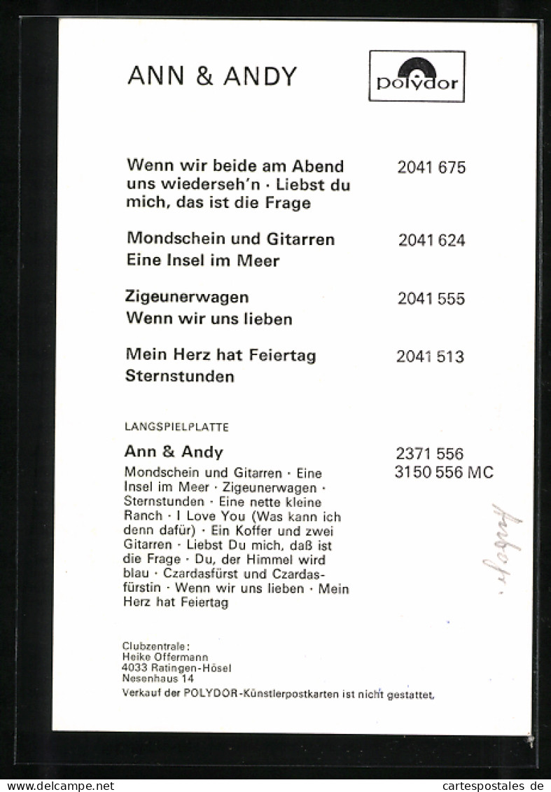 AK Musiker Ann Und Andy In Einem Planwagen, Autograph  - Music And Musicians