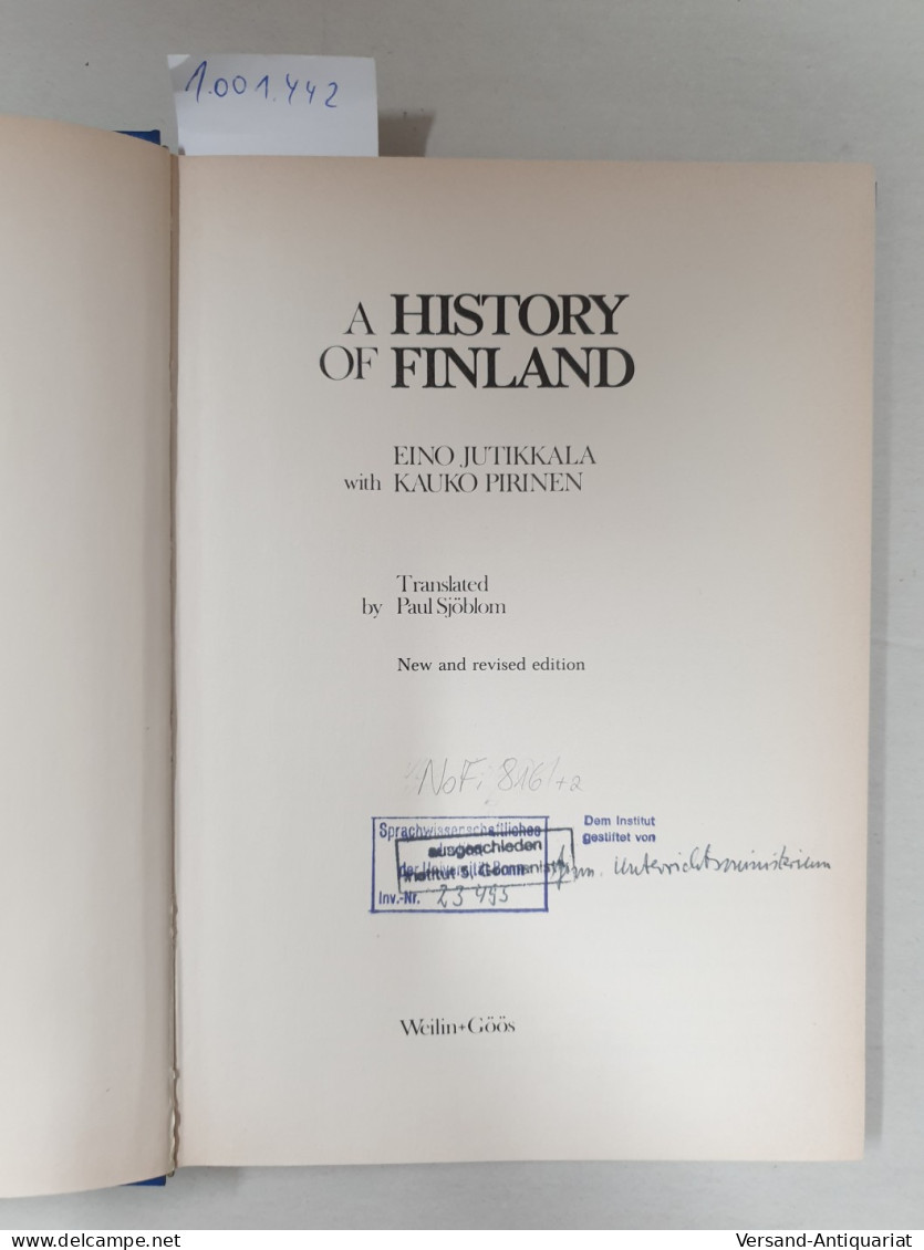 A HISTORY OF FINLAND : - Andere & Zonder Classificatie