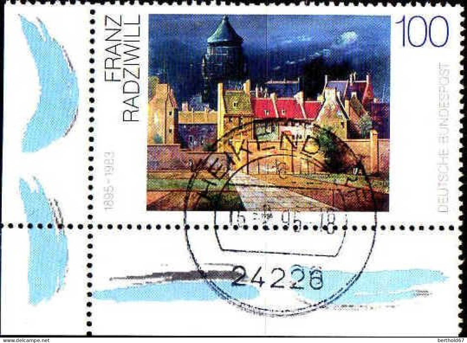 RFA Poste Obl Yv:1606 Mi:1774 Franz Radziwill Der Wasserturm In Bremen Coin D.feuille (TB Cachet Rond) Heikend - Gebraucht