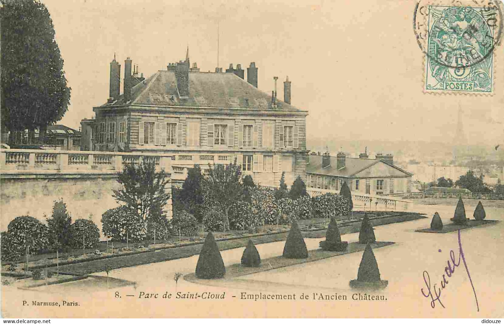 92 - Saint Cloud - Parc De Saint Cloud - Emplacement De L'ancien Château - Précurseur - CPA - Oblitération Ronde De 1904 - Saint Cloud