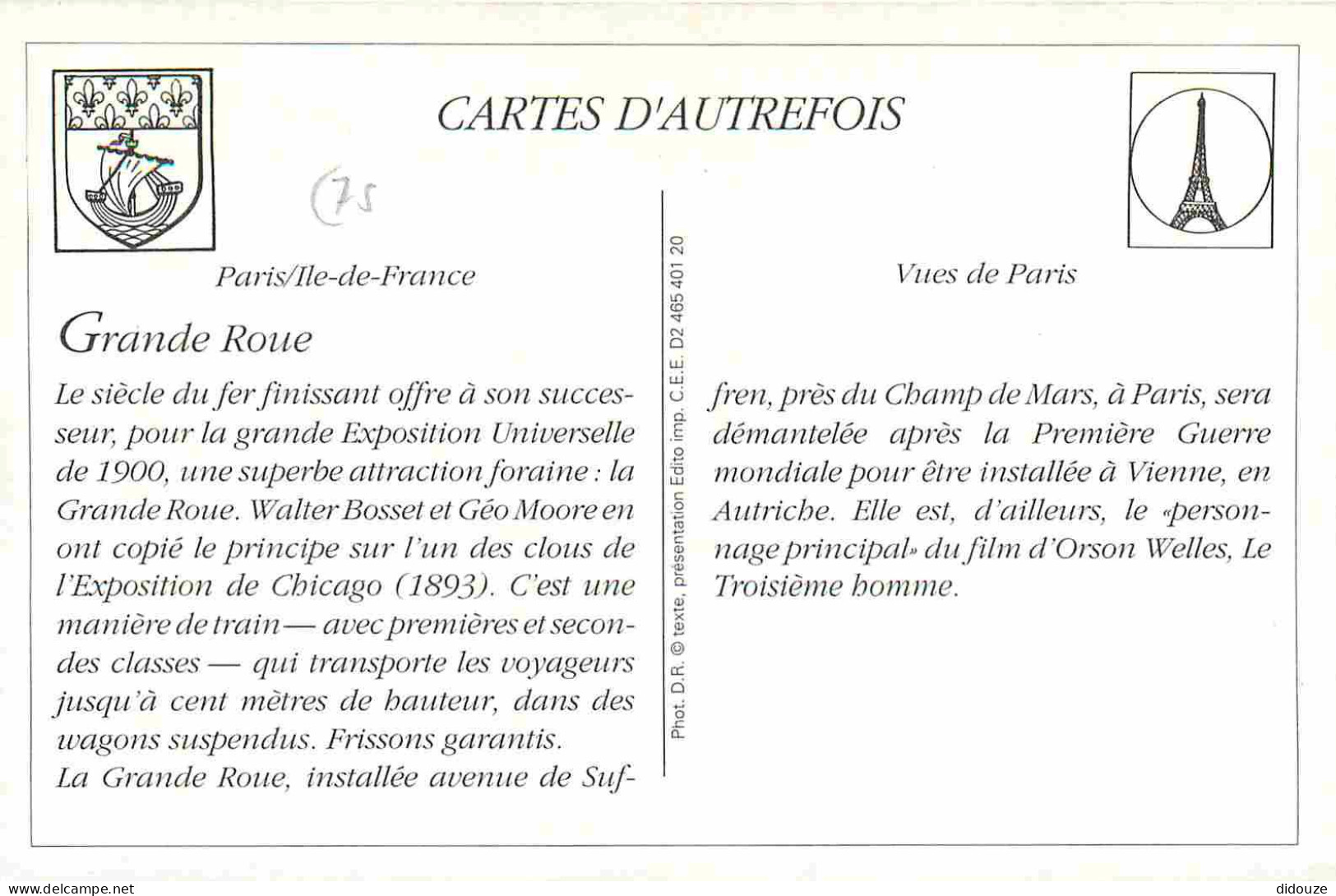 Reproduction CPA - 75 Paris - La Grande Roue - CPM Format CPA - Voir Scans Recto-Verso - Sonstige & Ohne Zuordnung