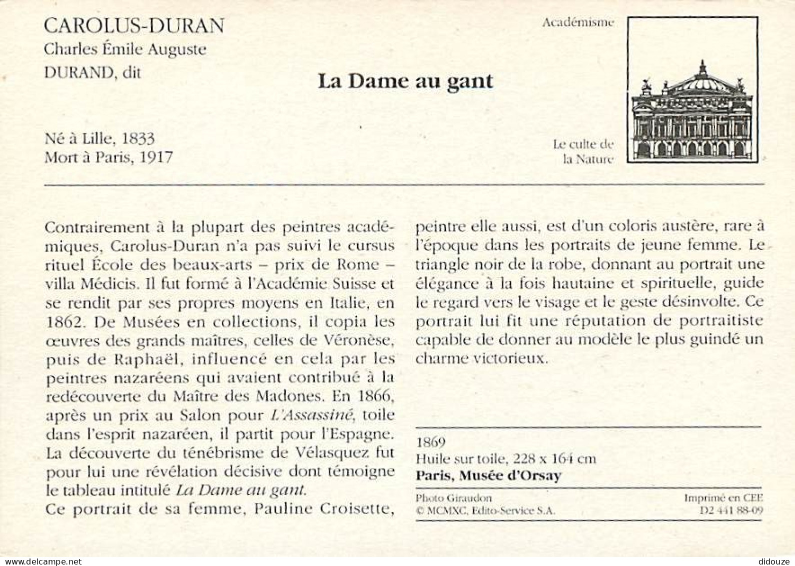 Art - Peinture - Charles Emile Auguste Carolus Duran - La Dame Au Gant - Portrait - CPM - Voir Scans Recto-Verso - Peintures & Tableaux