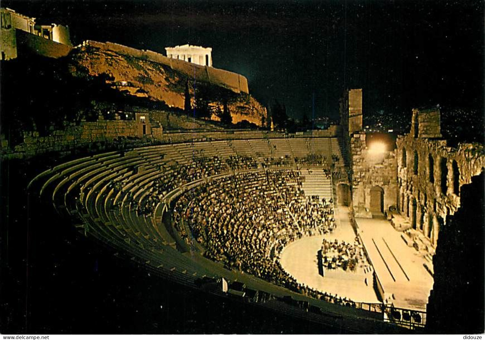 Grèce - Athènes - Athína - L'Acropole Et L'Odéon De Herod Atticus Illuminés - Vue De Nuit - Carte Neuve - CPM - Voir Sca - Grèce