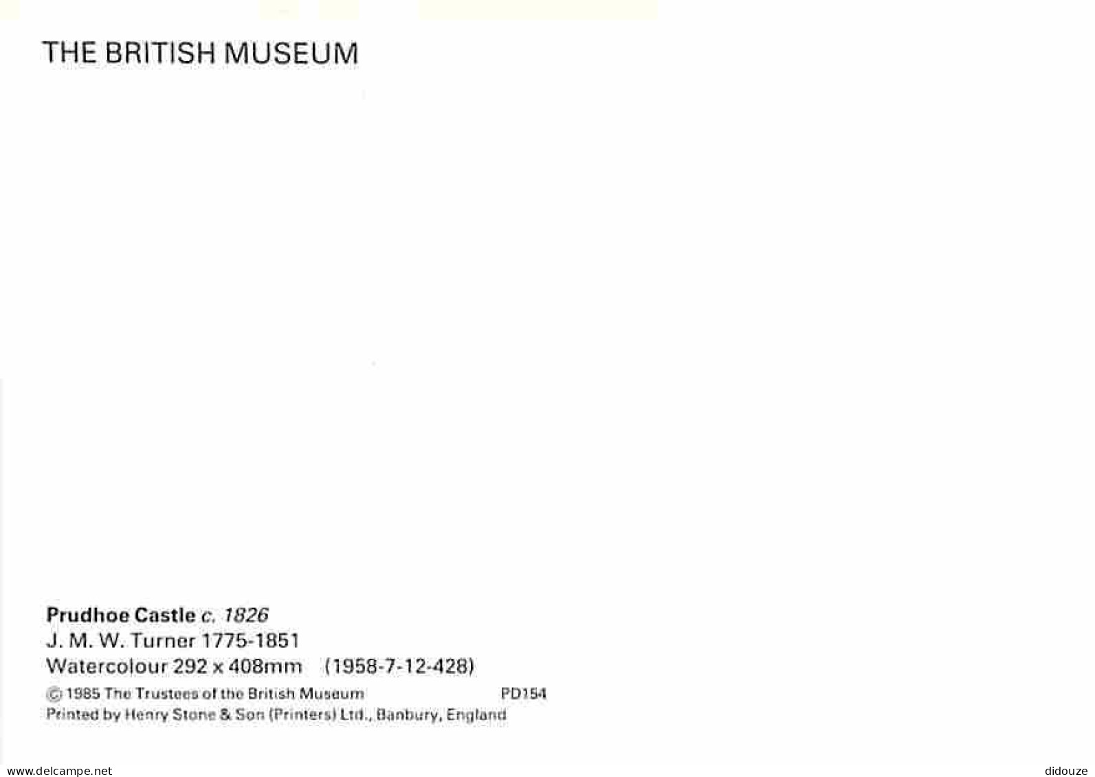 Art - Peinture - Joseph Mallord William Turner - Prudhoe Castle - The British Museum - Carte Neuve - CPM - Voir Scans Re - Peintures & Tableaux