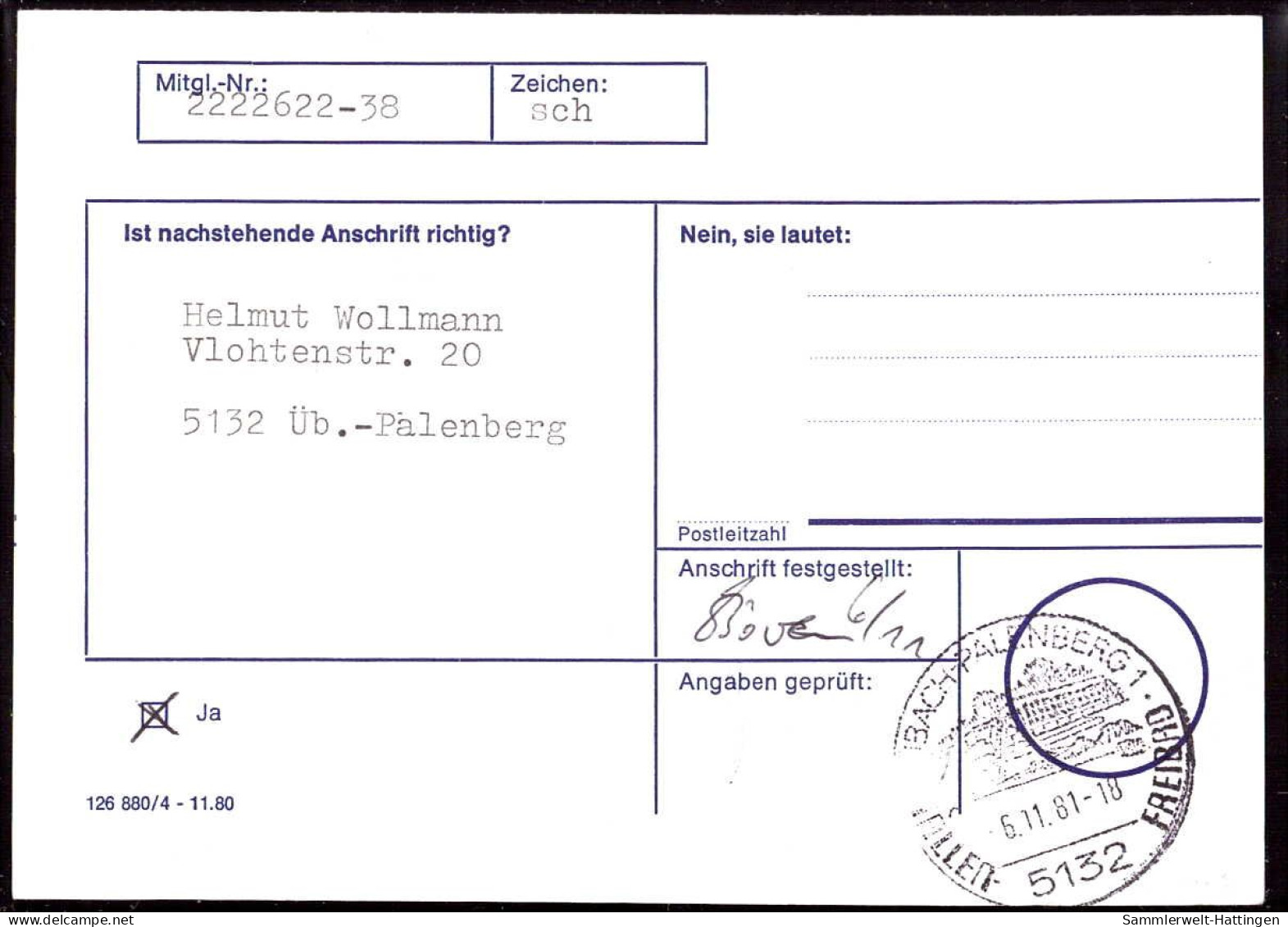 604268 | Seltene Anschriftenprüfung Der Hamburg - Mannheimer Versicherung, Wilhelm Raabe  | Aachen (W - 5100), -, - - Covers & Documents