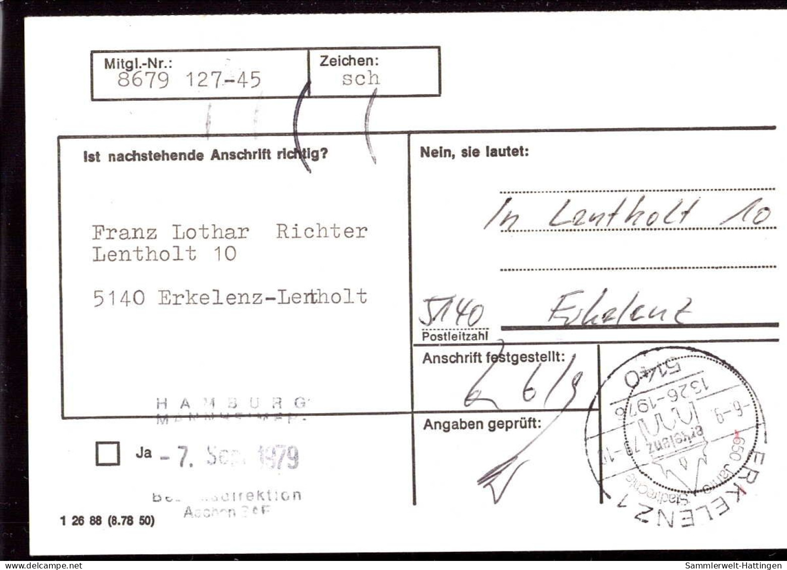 604266 | Seltene Anschriftenprüfung Der Hamburg - Mannheimer Versicherung,  | Aachen (W - 5100), -, - - Briefe U. Dokumente