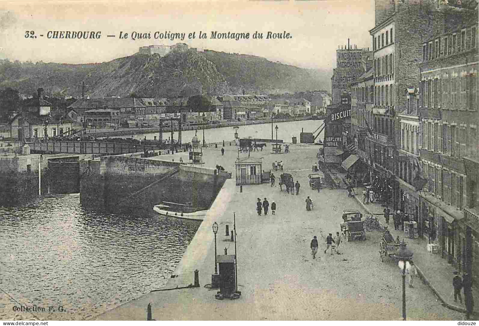 50 - Cherbourg - Le Quai Coligny Et La Montagne Du Roule - Animée - CPA - Voir Scans Recto-Verso - Cherbourg
