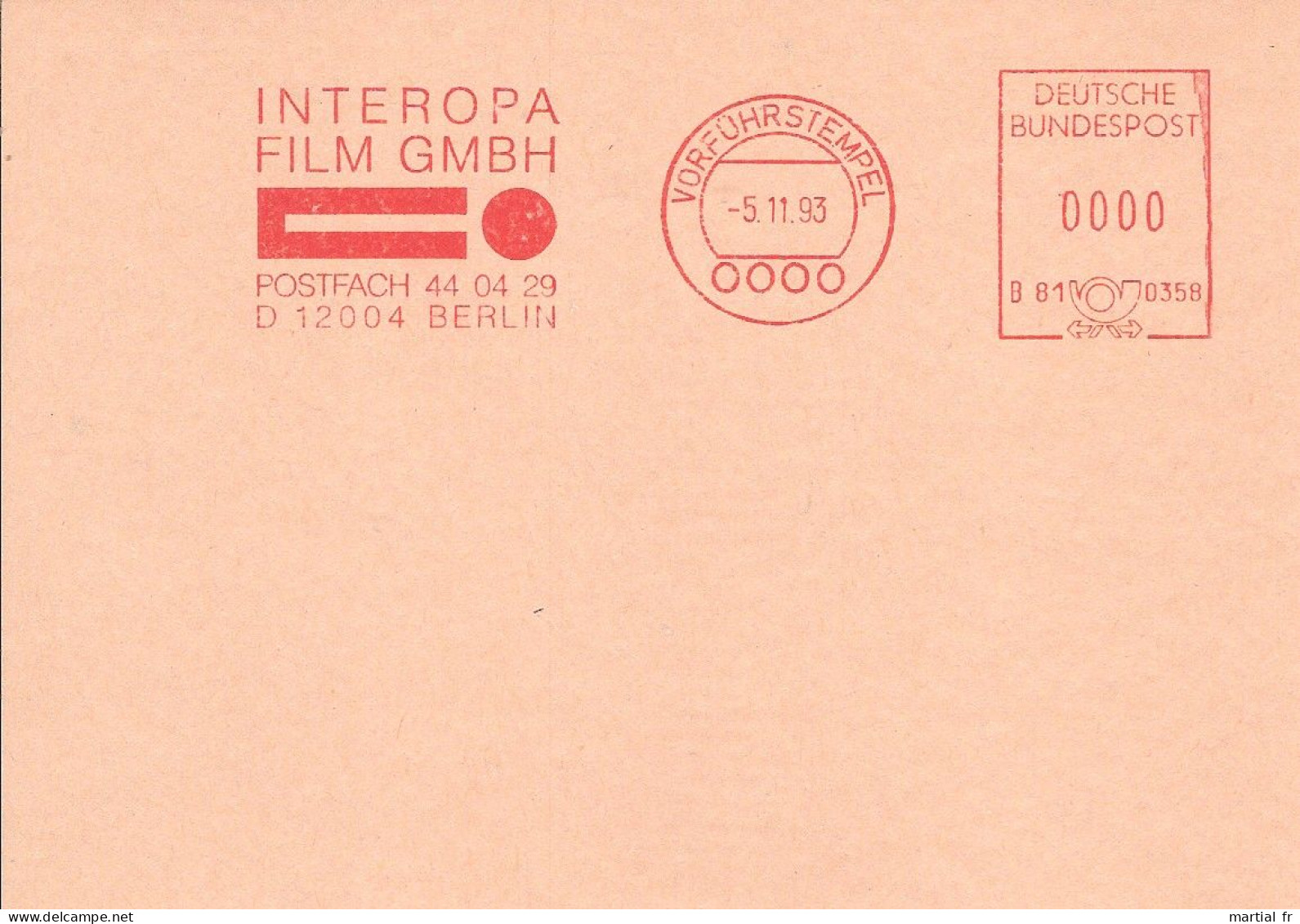 EMA ALLEMAGNE SPECIMEN GERMANY PHOTOGRAPHIE PHOTO FOTO FOTOGRAFIE FILM CINEMA KINO INTEROPA BERLIN - Cinéma