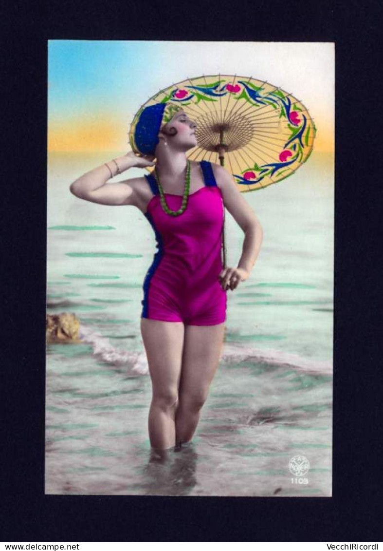 Sexy Girl W/ Umbrella 1910c Photo Postcard - Femmes