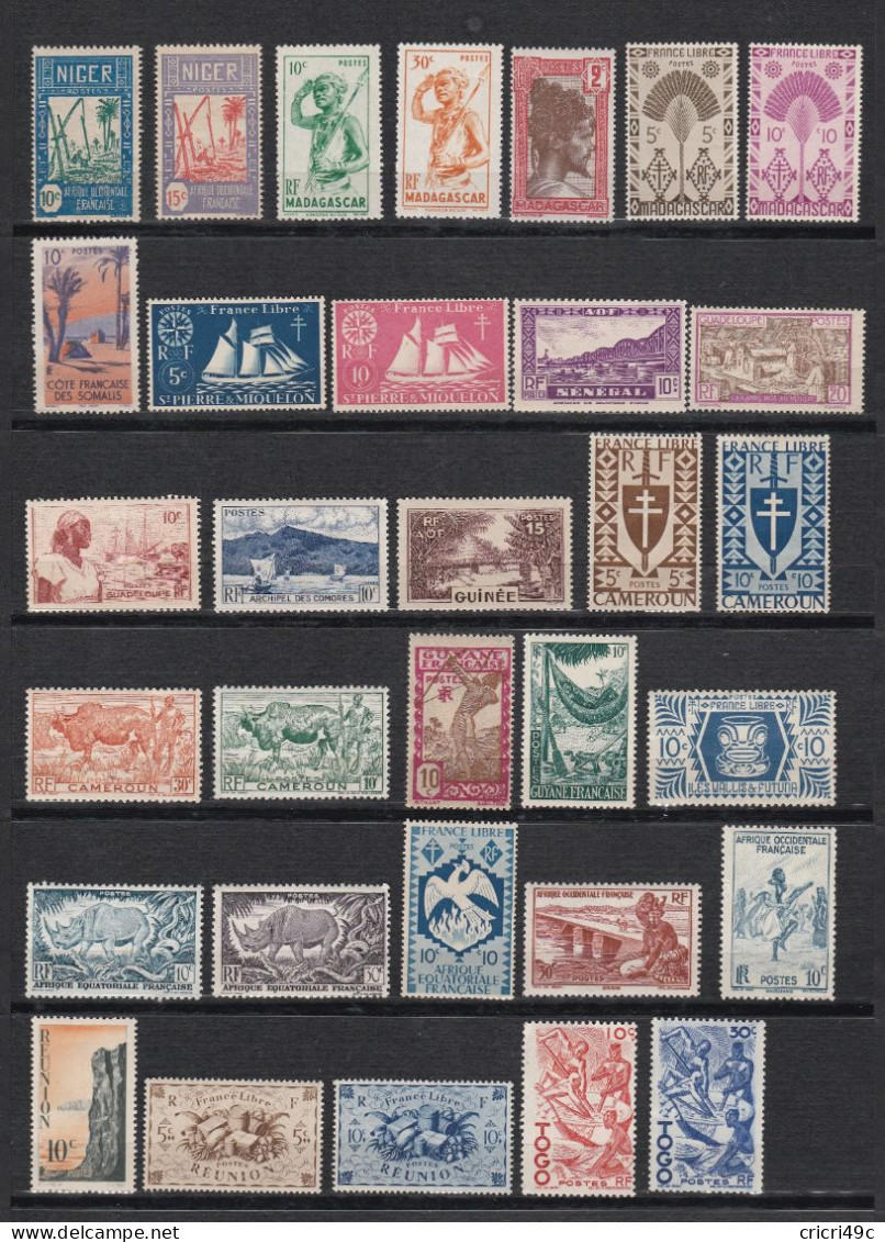 Colonies Françaises 1 Lot De 40 Timbres Neufs** Sans Charnières De Différents Pays (voir Les 2 Scans) - Collections