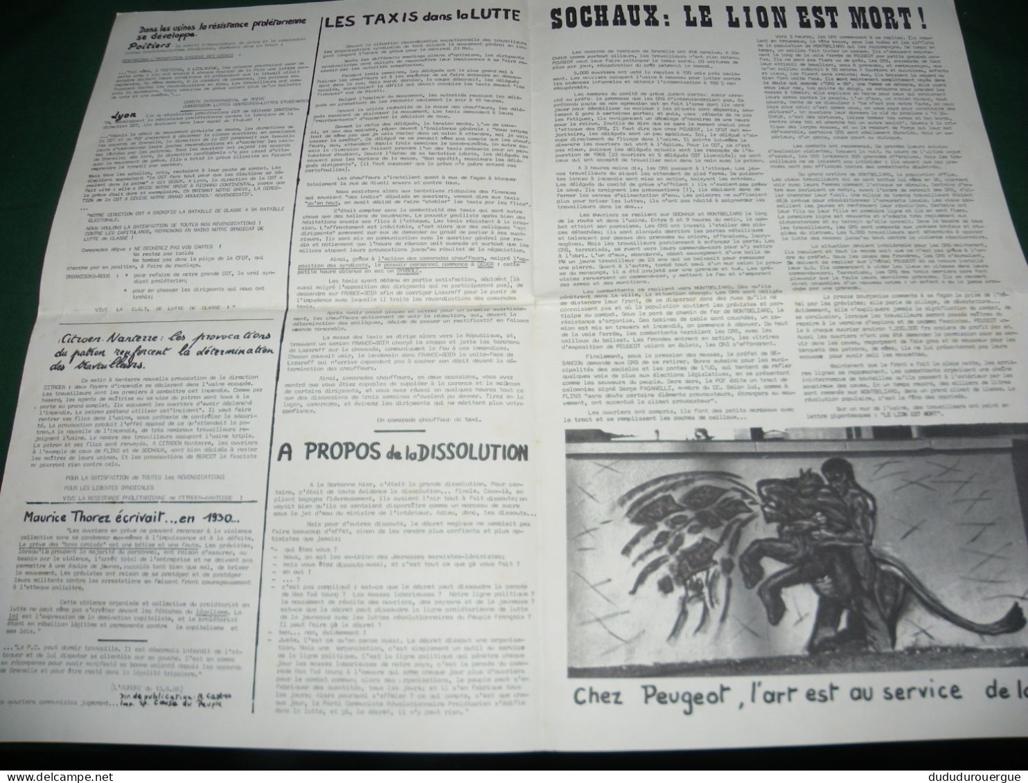 MAI 1968 ET APRES  : " LA CAUSE DU PEUPLE " LE N ° 16 DU 13 JUIN 1968  JUIN 1968 , JOURNAL DE FRONT POPULAIRE - 1950 à Nos Jours