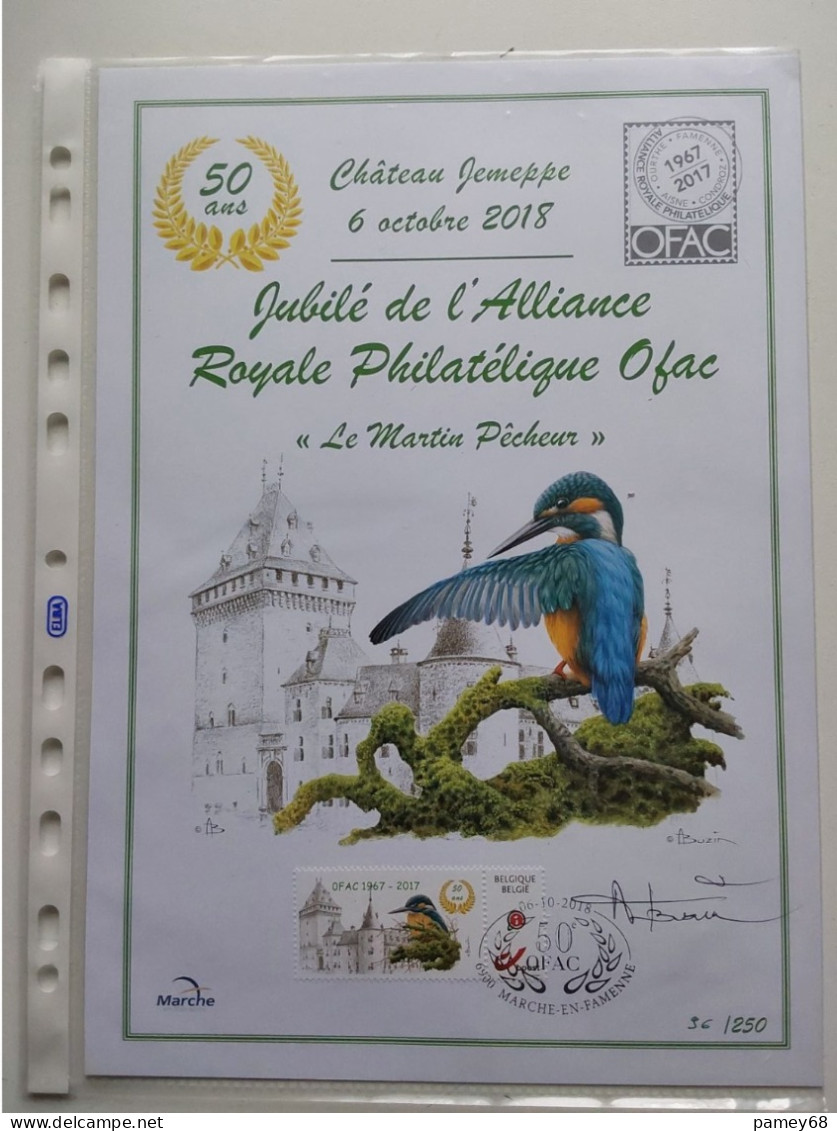 Souvenir Oiseaux André Buzin 6.10.2018 Duostamp Martin Pêcheur 96 De 250 Avec Signature Mr. Buzin - 1985-.. Oiseaux (Buzin)