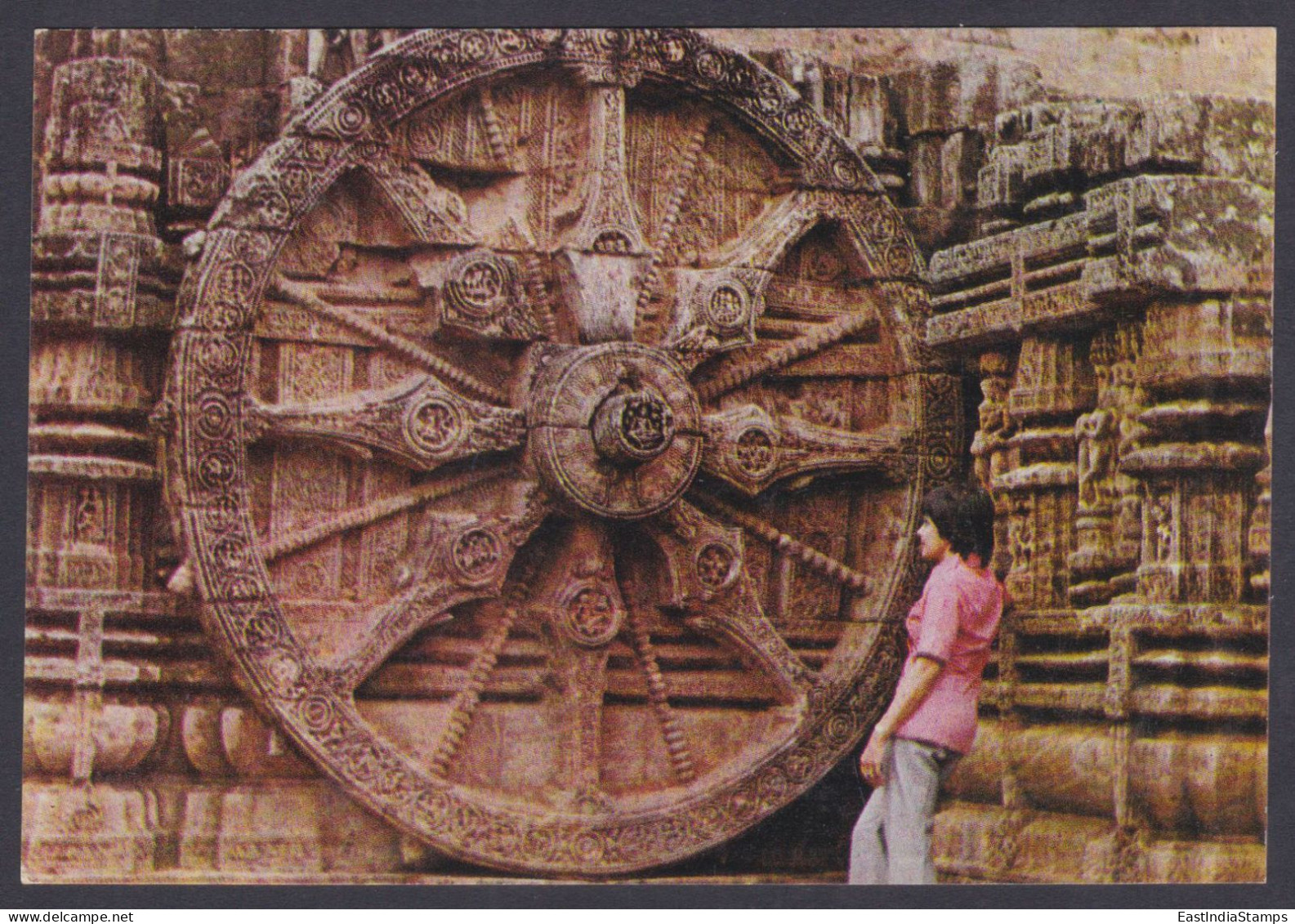 Inde India Mint Unused Postcard Konarak Chariot Wheel, Sculpture, Temple, Hinduism, Archaeology - Inde