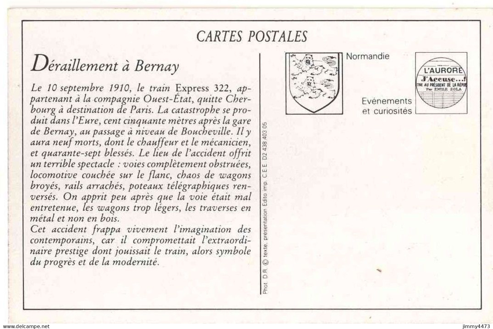 CPA (Repro) - Déraillement De L'Express De Cherbourg En Gare De BERNAY 10 Sept.1910 - Texte Au Dos - Gares - Avec Trains
