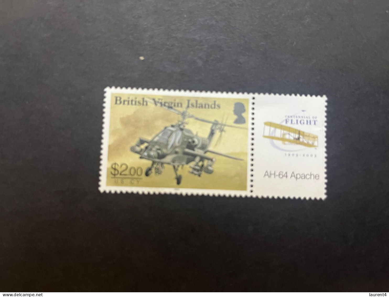 16-5-2024 (stamp)  British Virgin Islands + TAB (1 Value) Helicopter $ 2.00 - Neufs