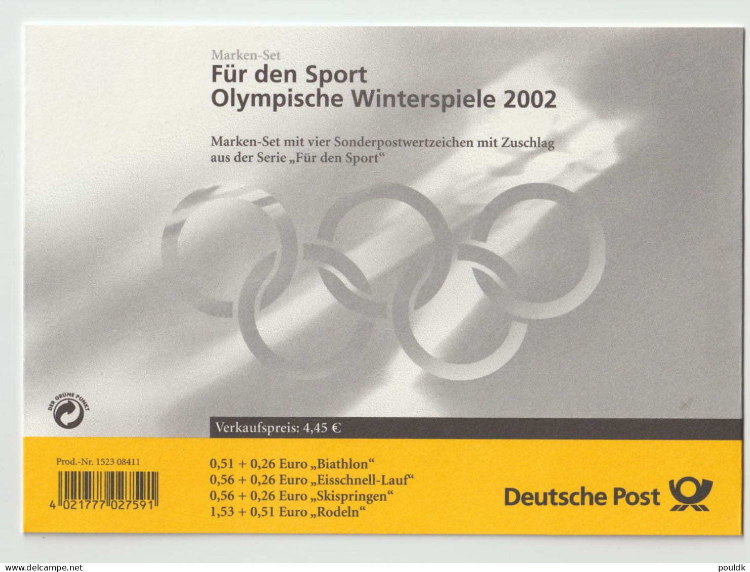 Germany 2002 Olympic Games Salt Lake City Souvenir Sheet Glued Into A Map In Top Of Sheet - Sheet Itself MNH/**. Postal - Hiver 2002: Salt Lake City