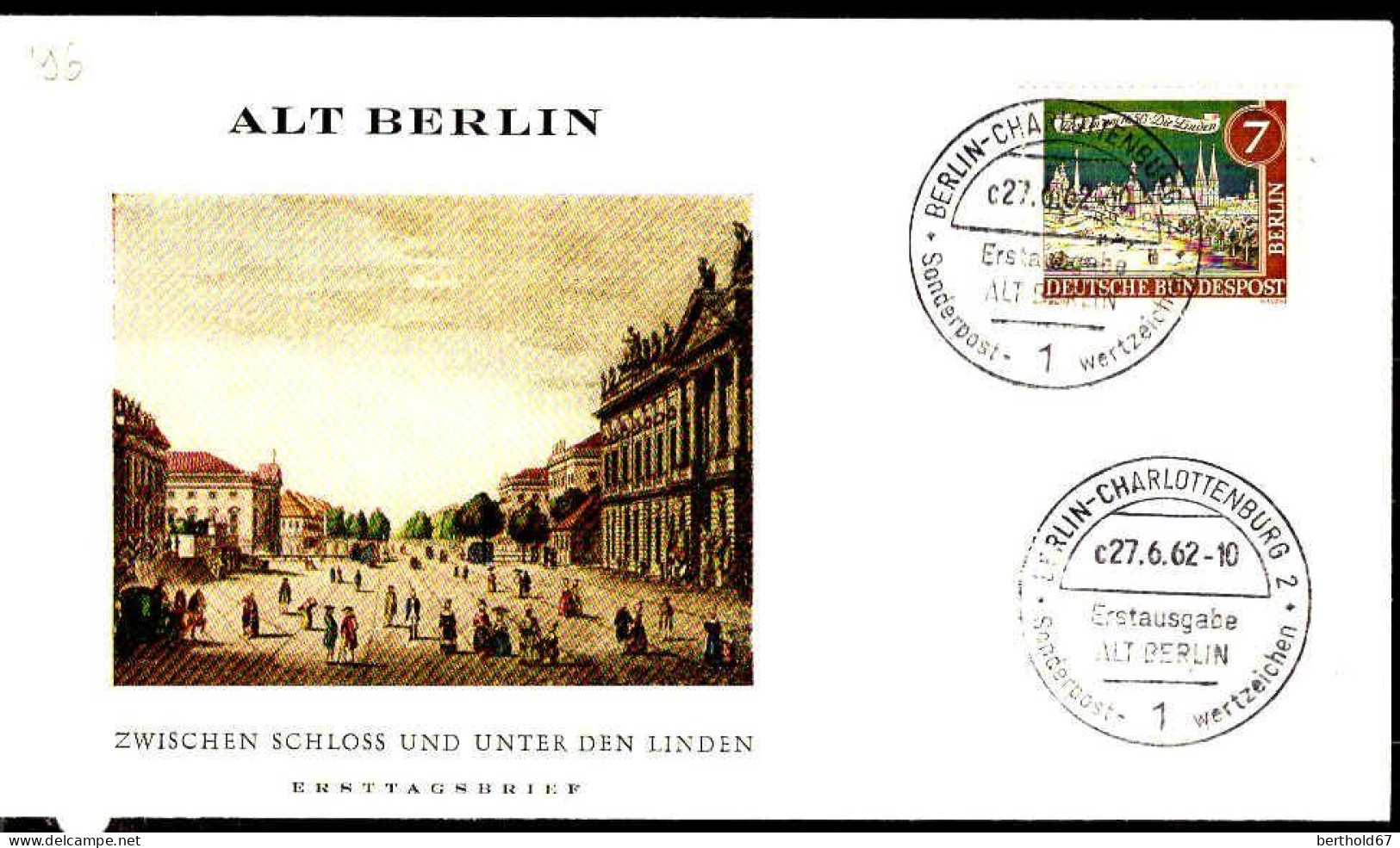 Berlin Poste Obl Yv:196 Mi:218 Die Linden (TB Cachet à Date) Fdc Berlin 27-6-62 - 1948-1970