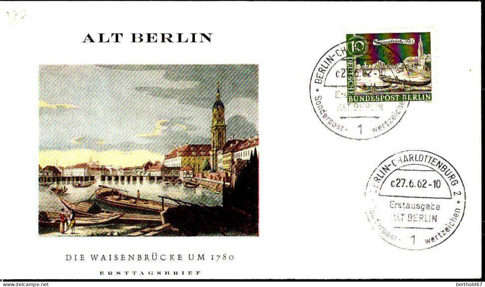 Berlin Poste Obl Yv:197 Mi:219 Waisenbrücke (TB Cachet à Date) Fdc Berlin 27-6-62 - 1948-1970