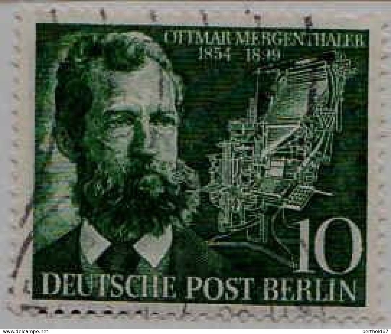Berlin Poste Obl Yv:105 Mi:117 Ottmar Mergenthaler Inventeur De La Linotype (Lign.Ondulées) - Gebruikt
