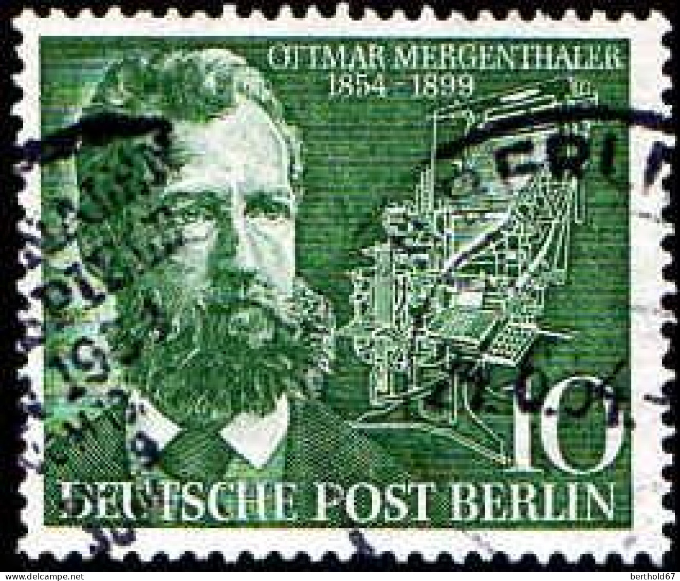 Berlin Poste Obl Yv:105 Mi:117 Ottmar Mergenthaler Inventeur De La Linotype (Beau Cachet Rond) - Usados