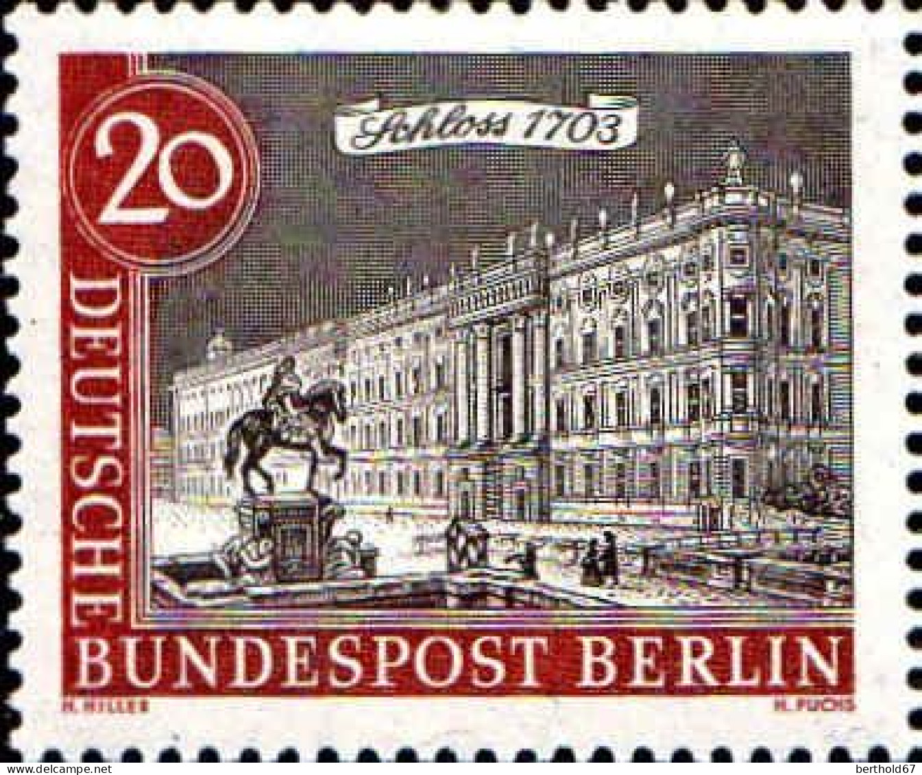 Berlin Poste N* Yv:199 Mi:221 Schloss 1703 (défaut Gomme) - Unused Stamps