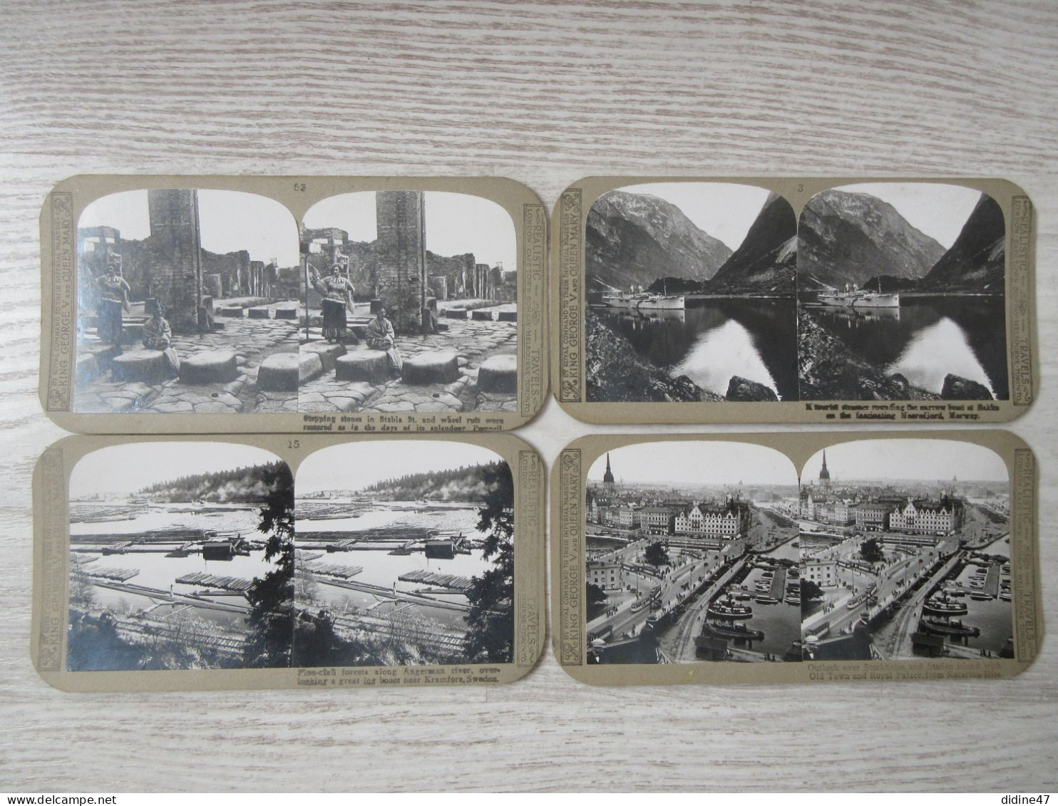 PHOTO STEREOSCOPIQUE -SUEDE,NORVEGE, ITALIE - Lot De 4 Vues Sur Carton épais - Stereo-Photographie