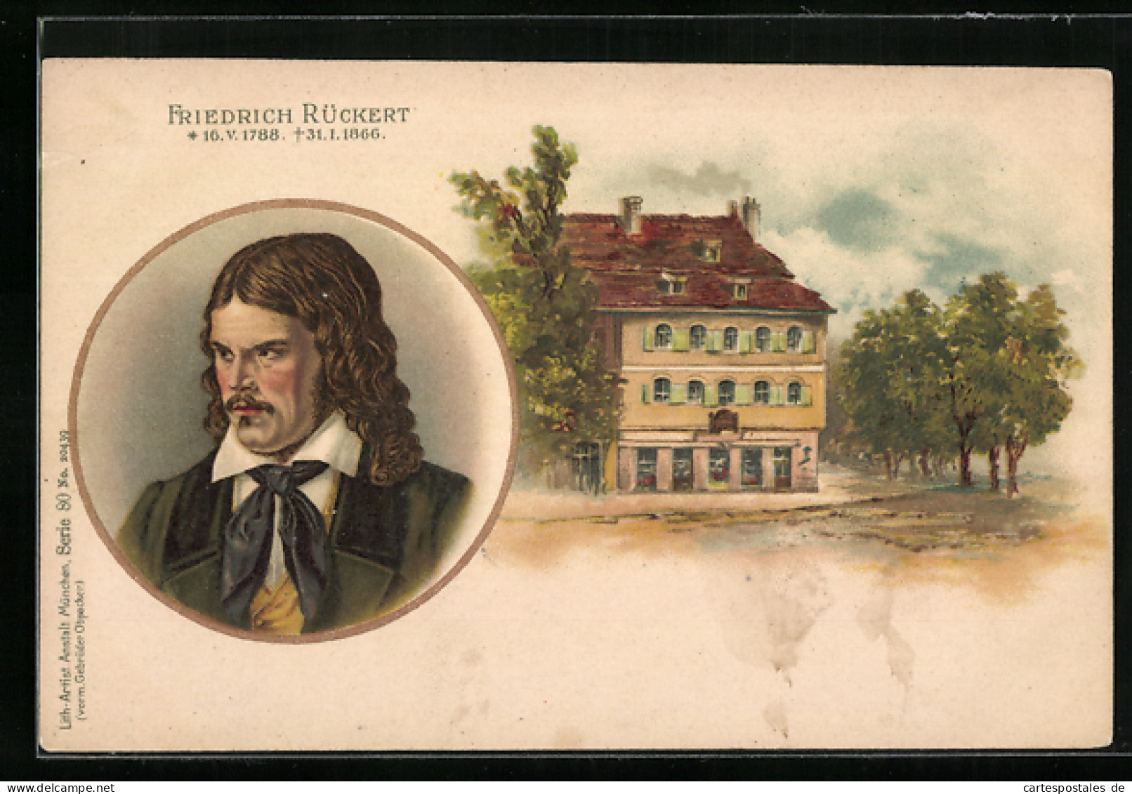 AK Friedrich Rückert, 1788-1866, Wohnhaus  - Writers