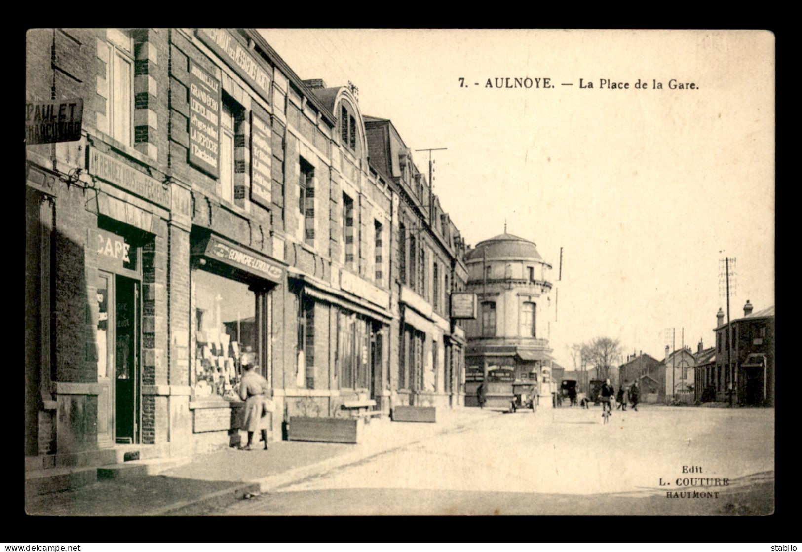 59 - AULNOYE - PLACE DE LA GARE - CAFE "AU RENDEZ-VOUS DES PECHEURS" - Aulnoye