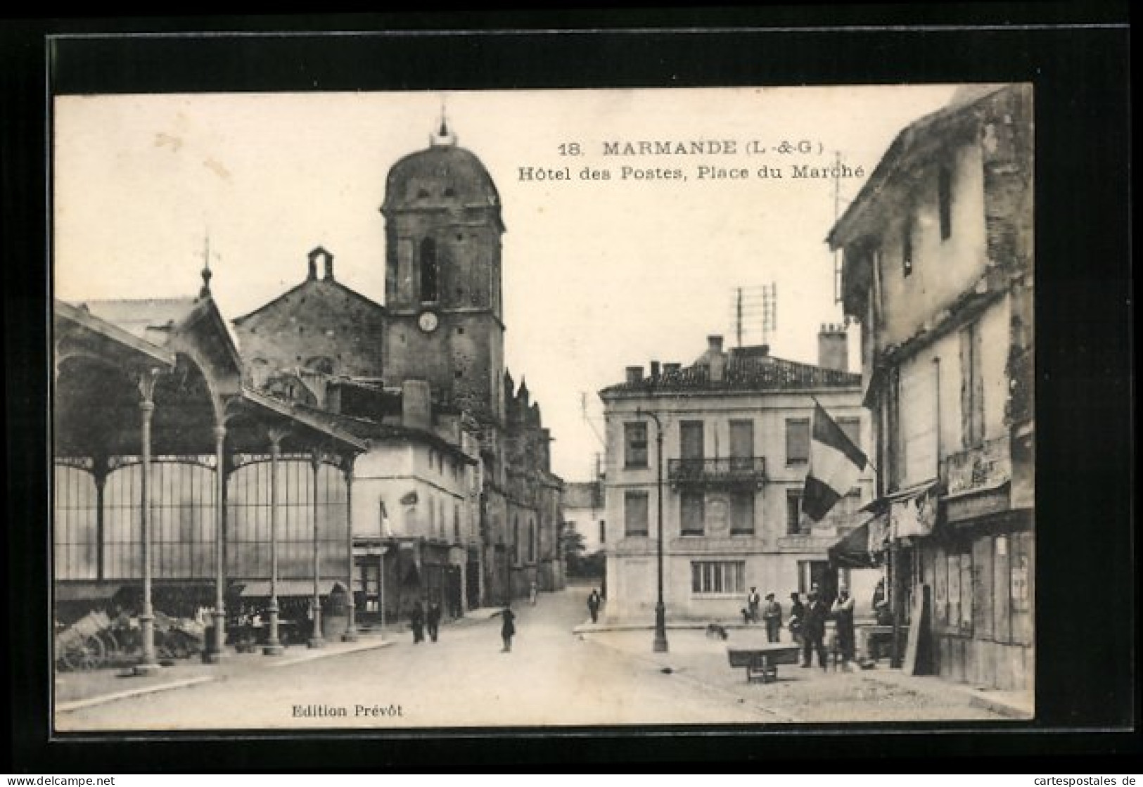 CPA Marmande, Hôtel Des Postes, Place Du Marché  - Marmande