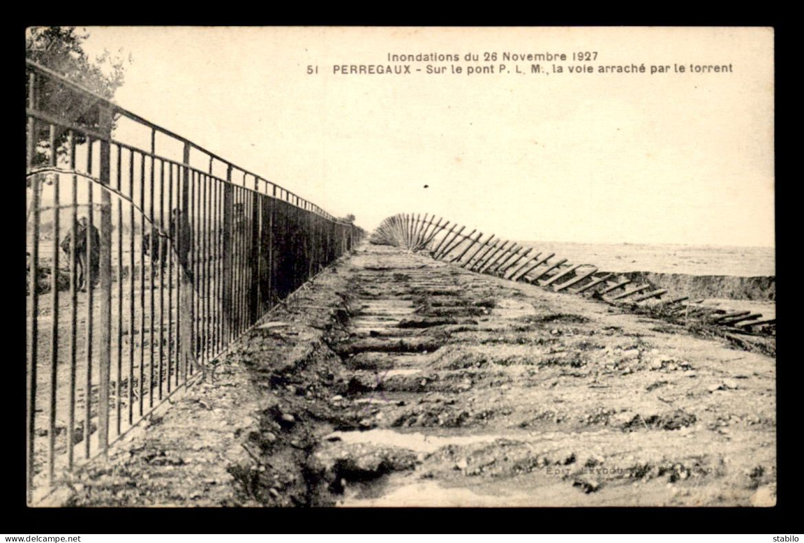 ALGERIE - PERREGAUX - APRES LES INONDATIONS DE 1927 - PONT P.L.M. - VOIE ARRACHE PAR LE TORRENT - Autres & Non Classés