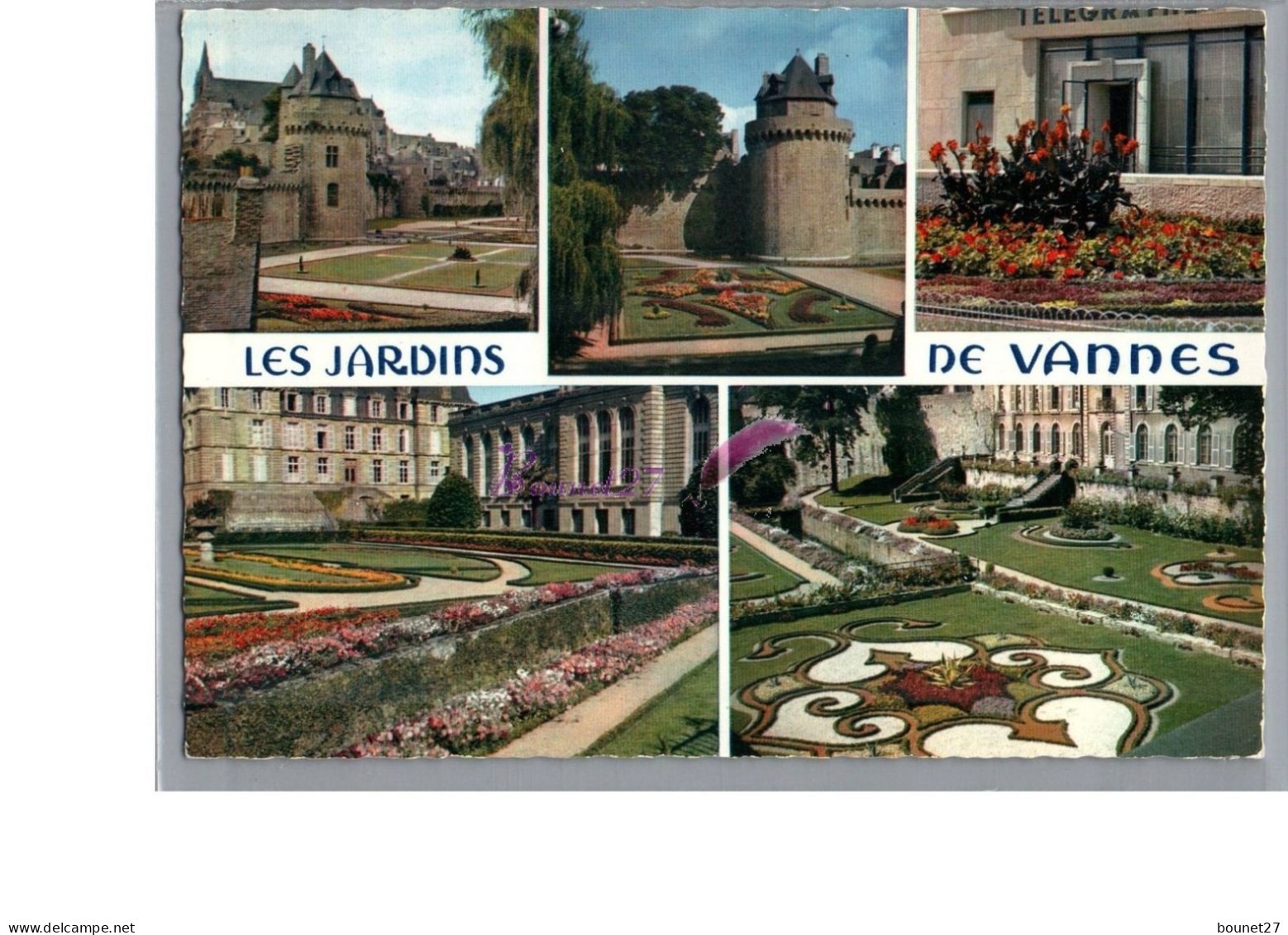 VANNES 56 - Les Jardins De Vannes Fleur Château Parterre Carte Vierge - Vannes