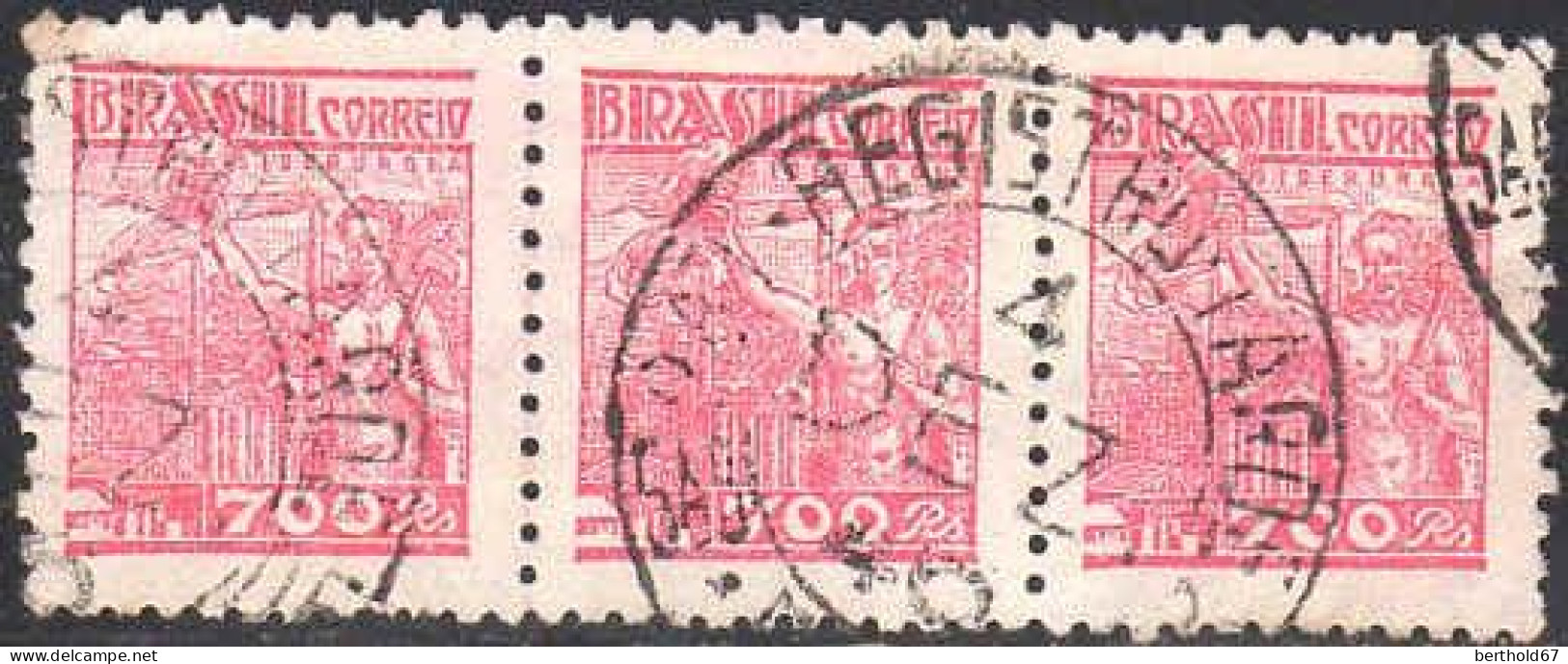 Brésil Poste Obl Yv: 389 Mi:617xII Siderurgia 3 Se Tenant (TB Cachet à Date) - Used Stamps