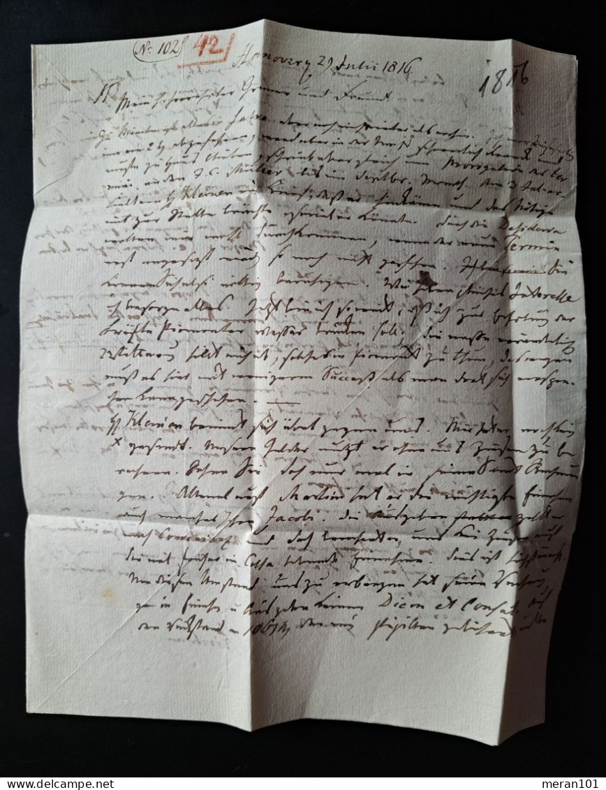 Vorphilatelie 1814, Brief Mit Inhalt HANNOVER, Feuser 1370-5 - Precursores