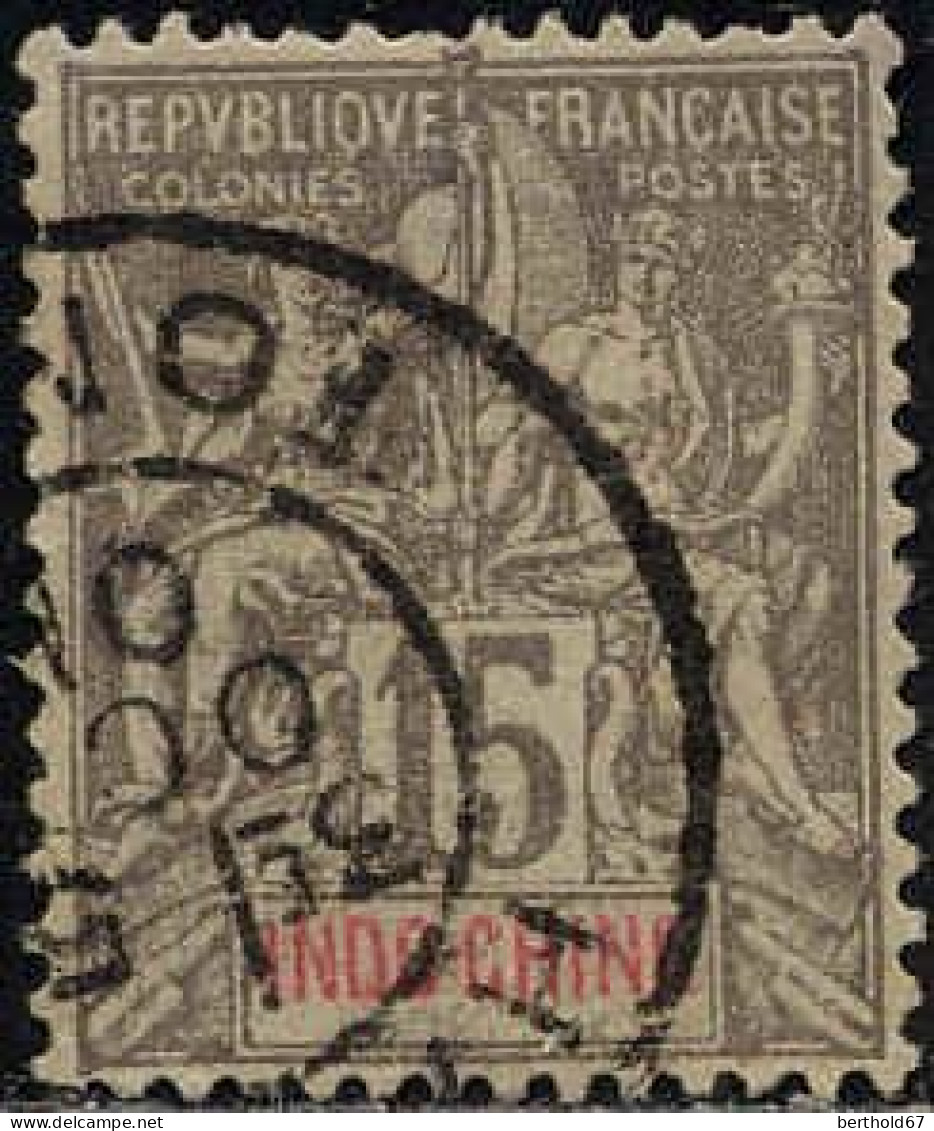 Indochine Poste Obl Yv: 19 Mi:19 Groupe Allégorique Mouchon (TB Cachet Rond) - Used Stamps