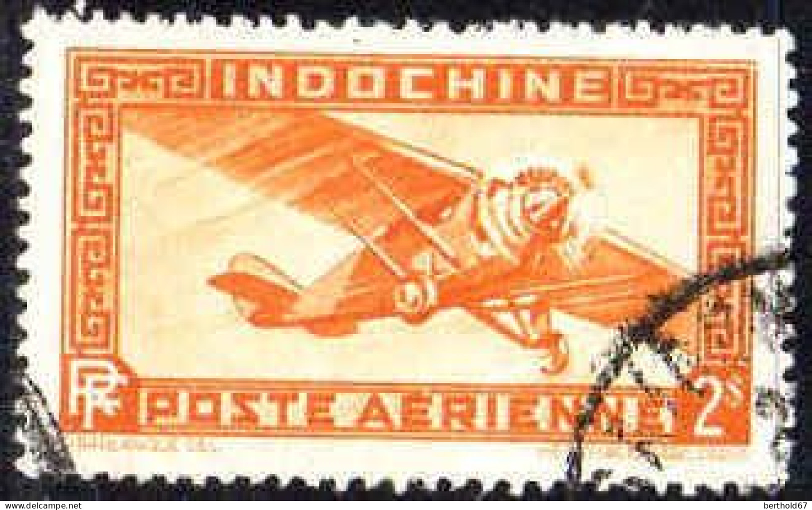 Indochine Avion Obl Yv:12 Mi:195 Monoteur (cachet Rond) - Airmail