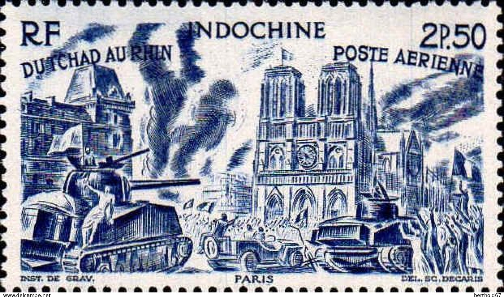 Indochine Avion N** Yv:44 Mi:356 Du Tchad Au Rhin Paris (Petit Def.gomme) - Poste Aérienne