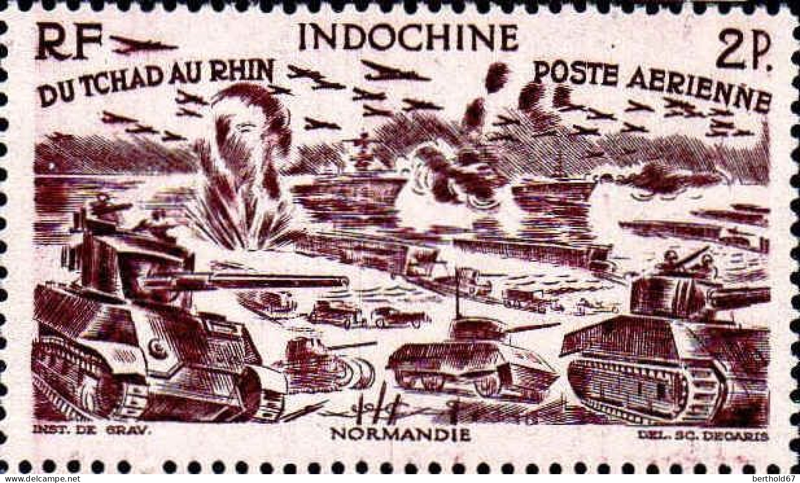 Indochine Avion N** Yv:43 Mi:355 Du Tchad Au Rhin Normandie - Posta Aerea