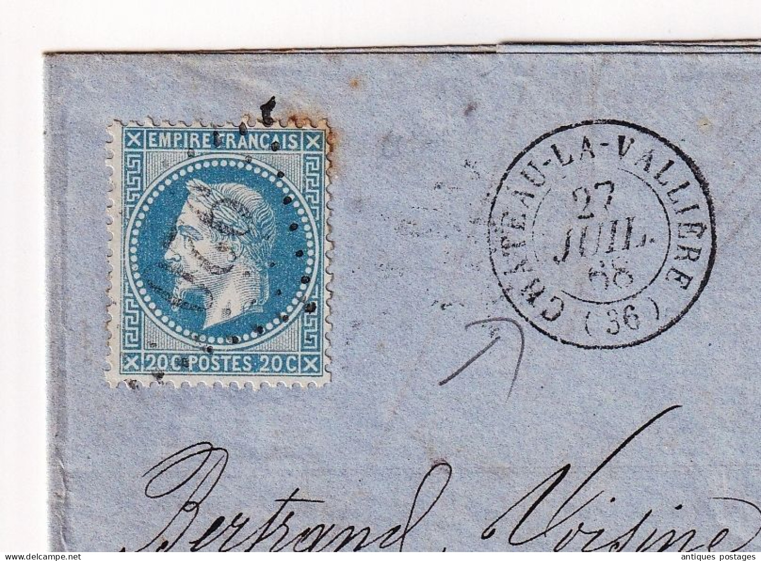 Lettre 1868 Château La Vallière Rougé Père & Fils Chinon Indre Et Loire - 1862 Napoleon III