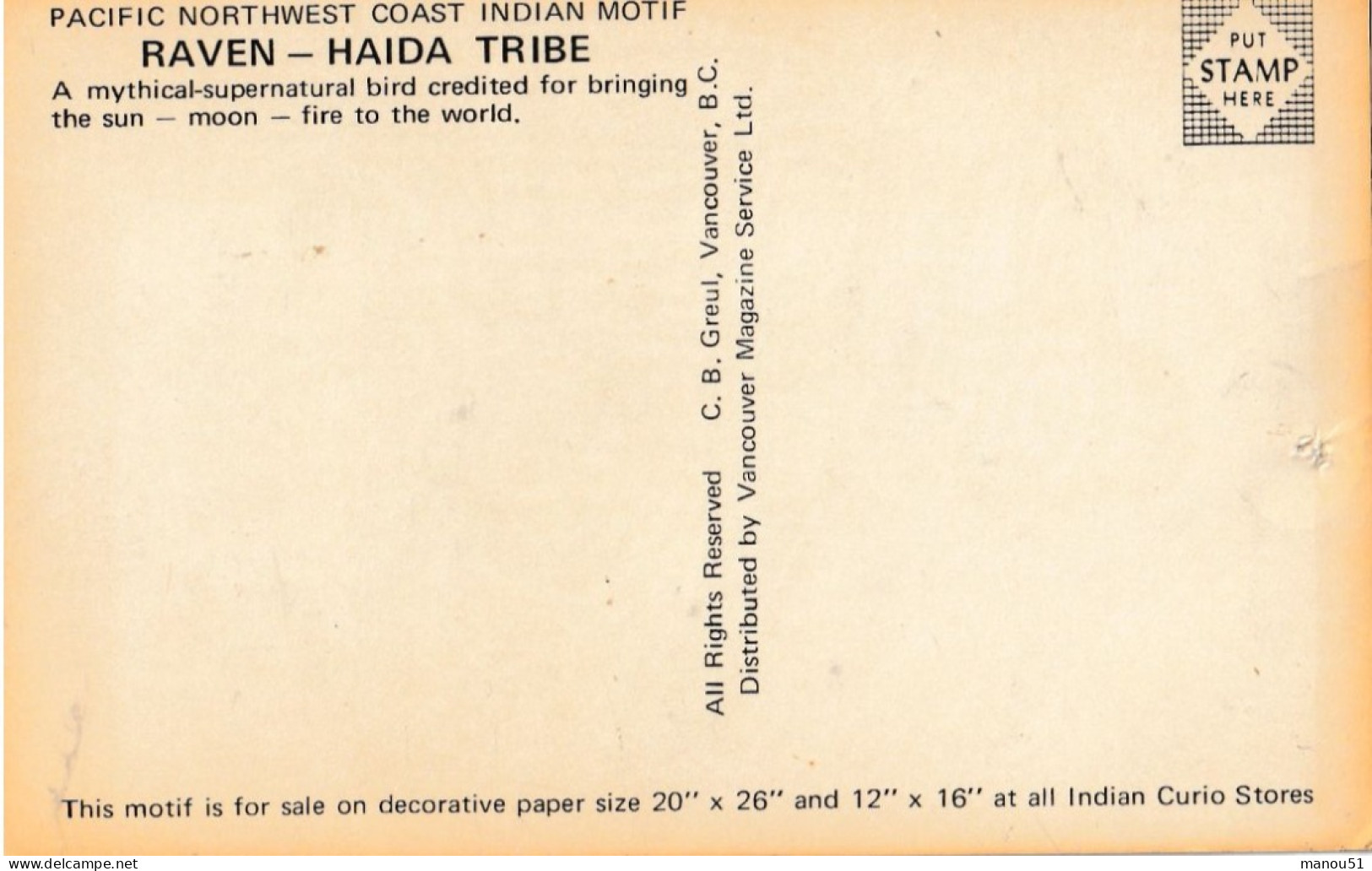 CANADA - Pacific Northwest Coast Indian Motif   RAVEN - HAIDA TRIBE - Autres & Non Classés