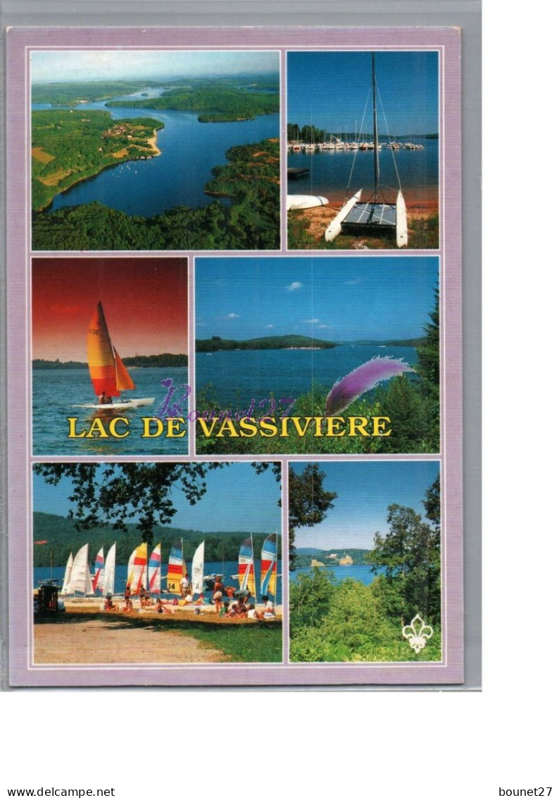 LAC DE VASSIVIERE LIMOUSIN - Vue Aérienne Port Crozat Catamaran Ecole De Voile Ile Carte Vierge - Limousin