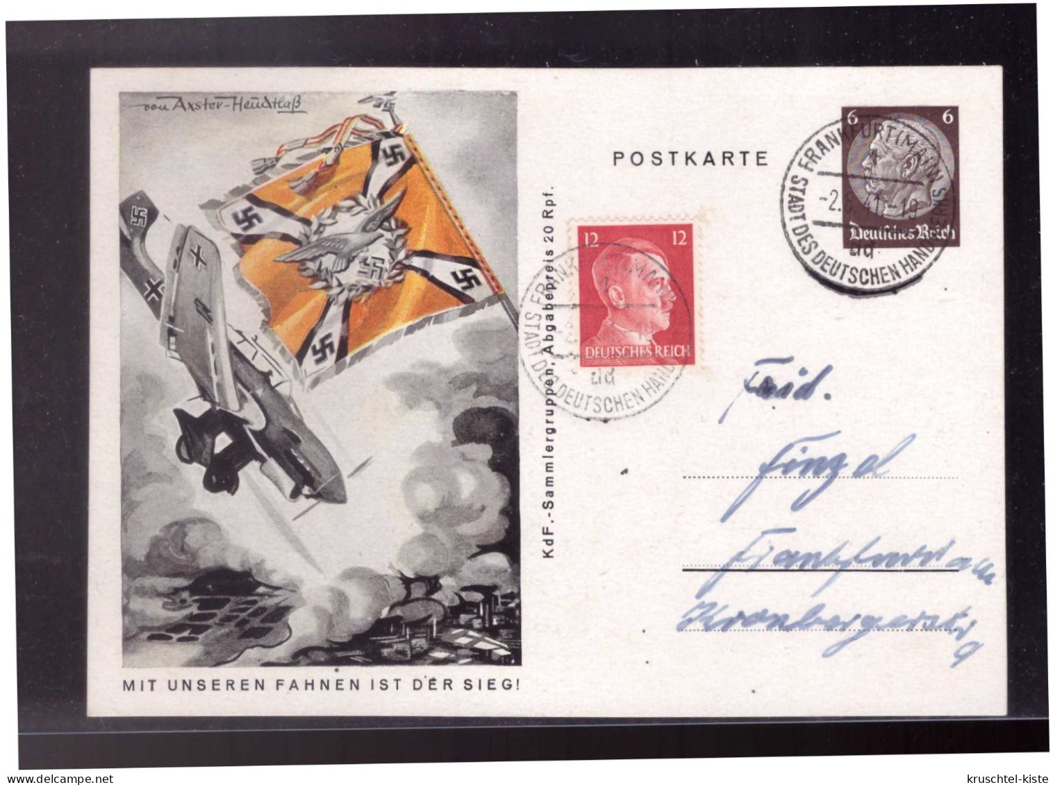 DT- Reich (024209) Ganzsache P243/ 08 Sturzkampfbomper, Mit Tagesstempel! Frankfurt Vom 2.8.1941 - Cartes Postales