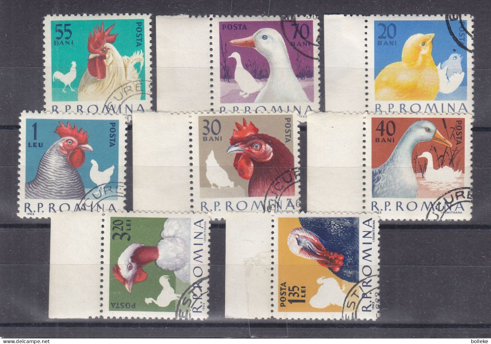 Canards - Poules - Roumanie - Yvert 1908 / 15 Oblitéré - Valeur 2,50 Euros - Canards