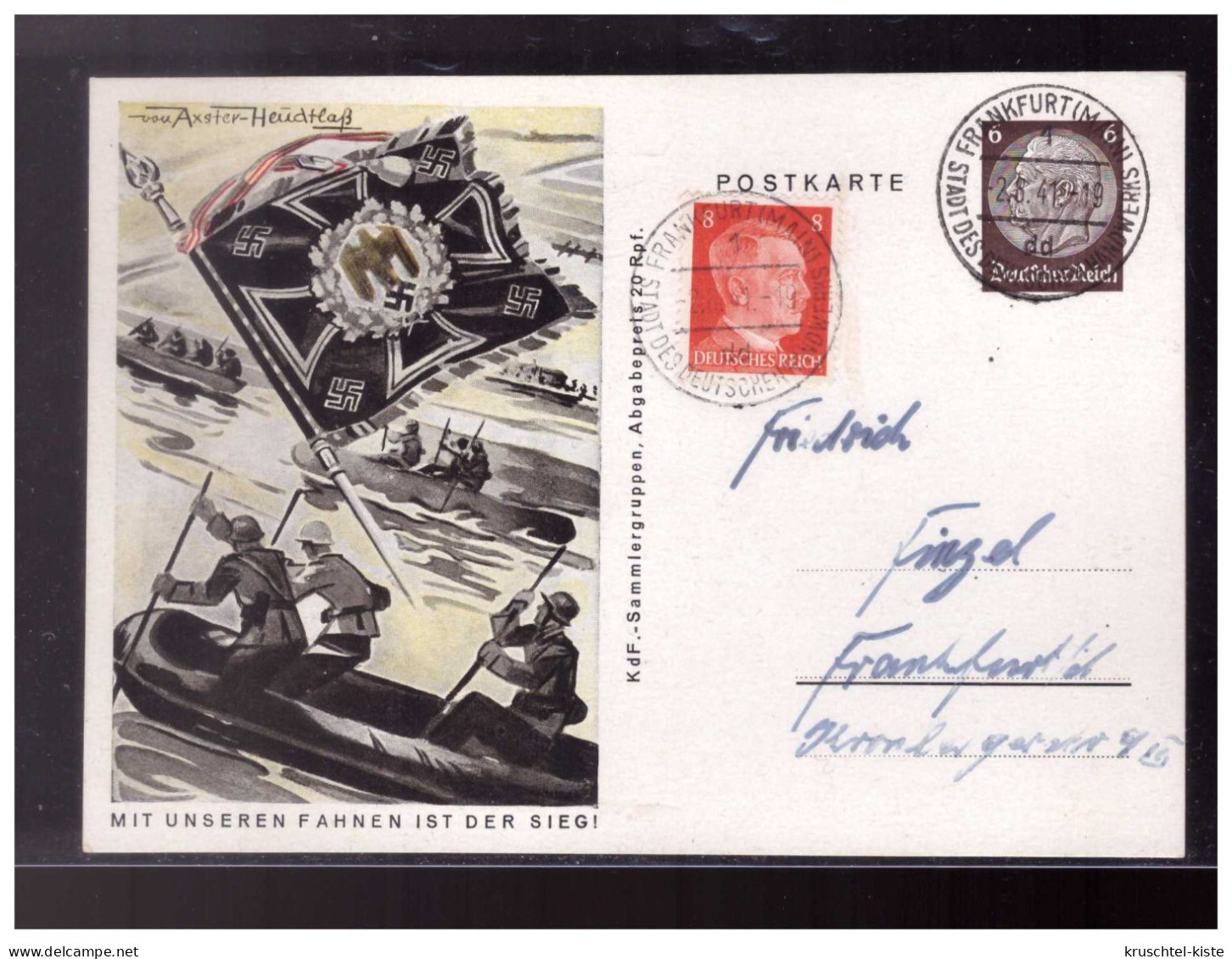 DT- Reich (024210) Ganzsache P243/ 06 Pioniere (Schlauchboote), Mit Tagesstempel! Frankfurt Vom 2.8.1941 - Postkarten