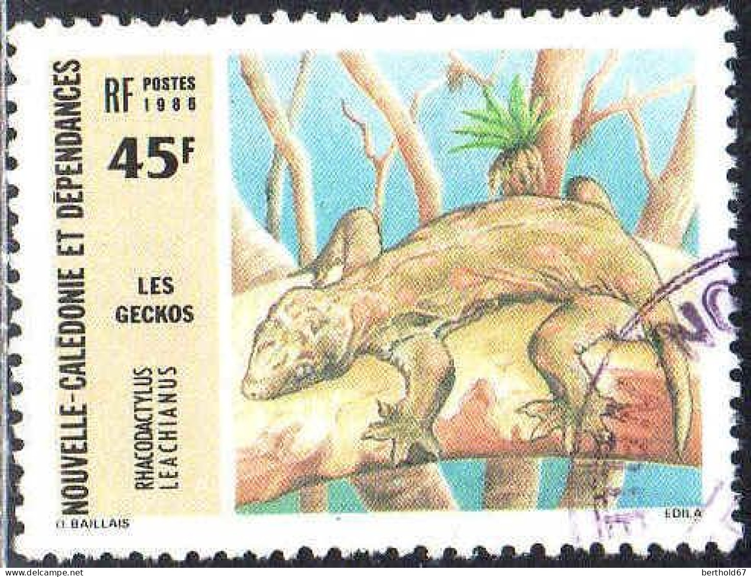 Nle-Calédonie Poste Obl Yv: 517 Mi:780 Les Geckos Rhacodactylus Leachianus (Beau Cachet Rond) - Used Stamps