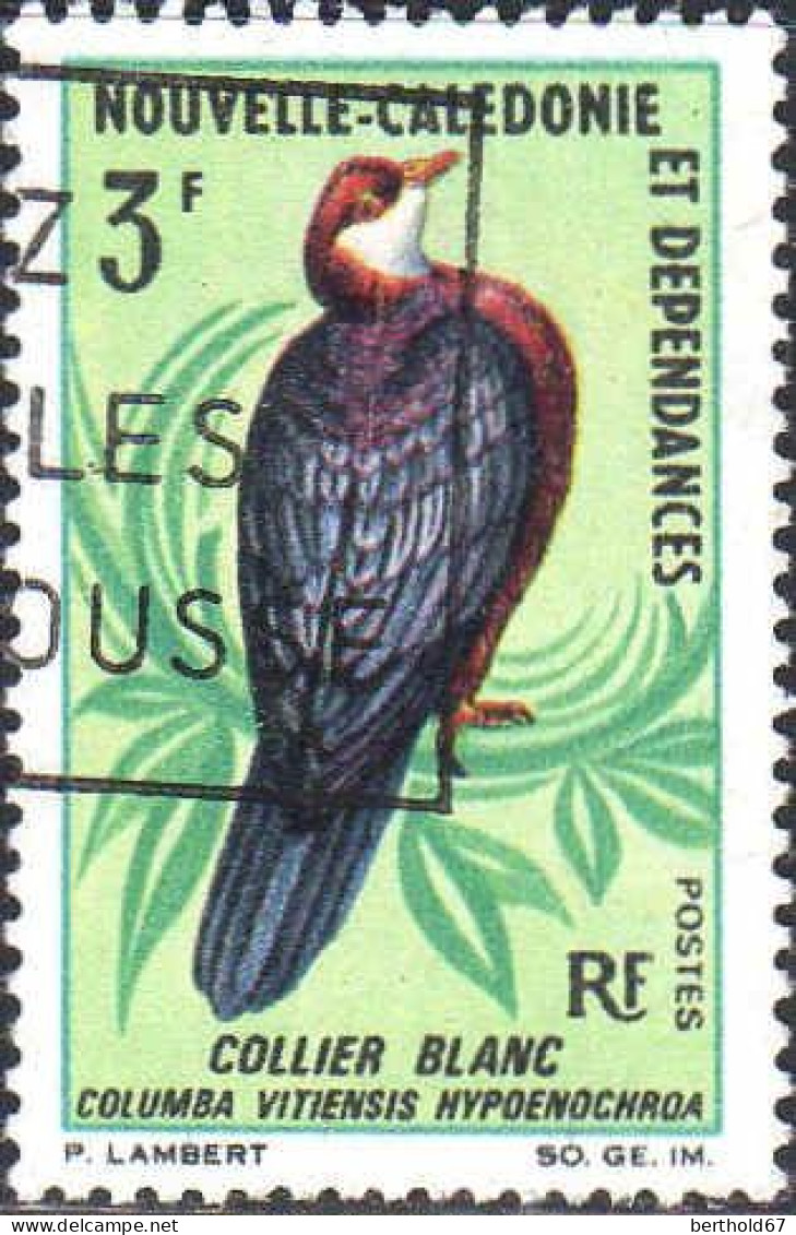 Nle-Calédonie Poste Obl Yv: 347 Mi:450 Collier Blanc Columba Vitiensis Hypoenochroa (Belle Obl.mécanique) - Used Stamps