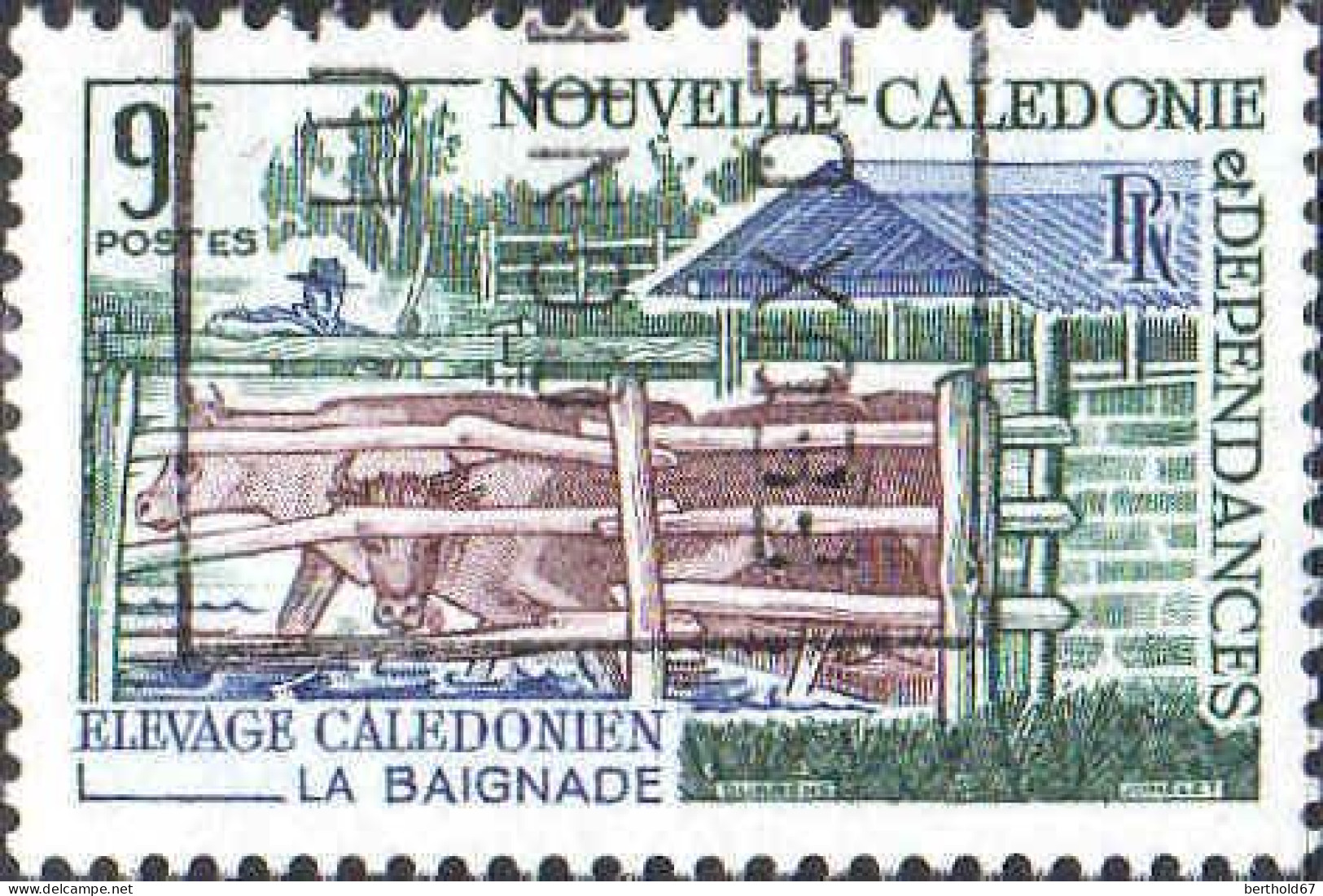 Nle-Calédonie Poste Obl Yv: 356 Mi:466 Elevage Calédonien La Baignade (Belle Obl.mécanique) - Usados