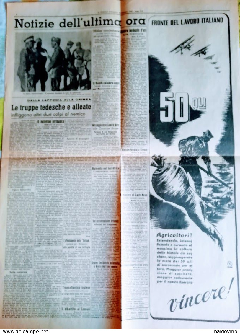 Copia Anastatica Prima Pagina Popolo D'Italia 30 Gennaio 1942 - Autres & Non Classés