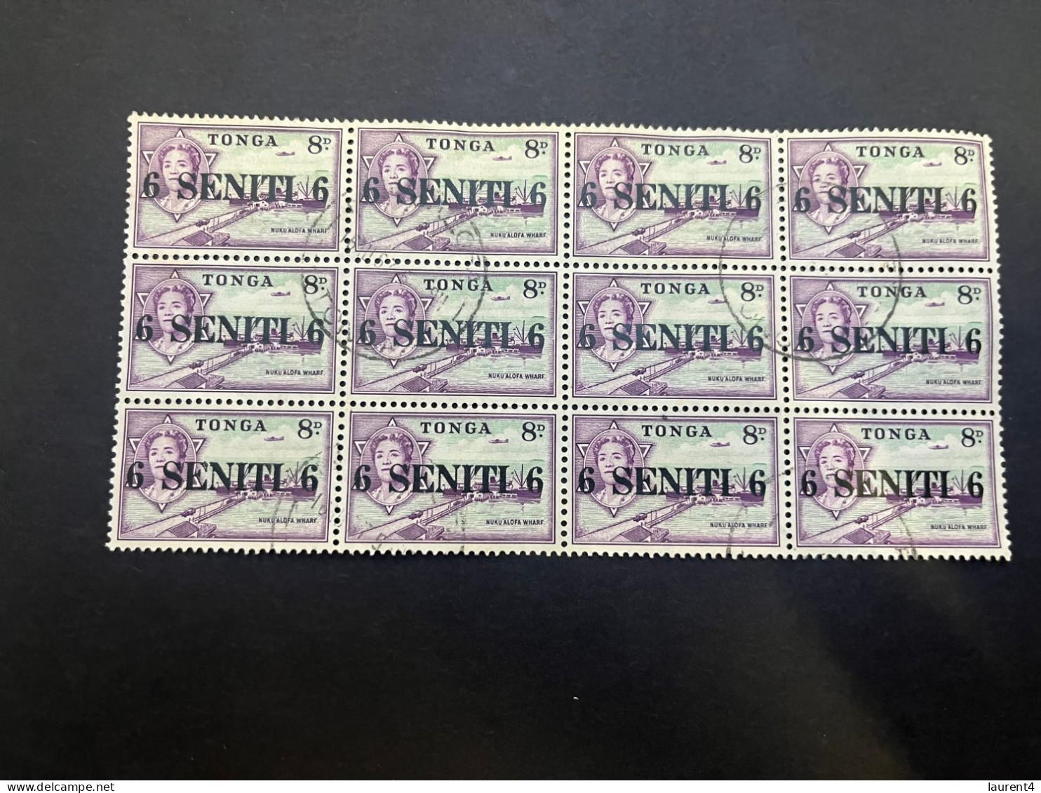 16-5-2024 (stamp) TONGA Block Of 12 Stamps  - USED - Overprinted - Tonga (1970-...)