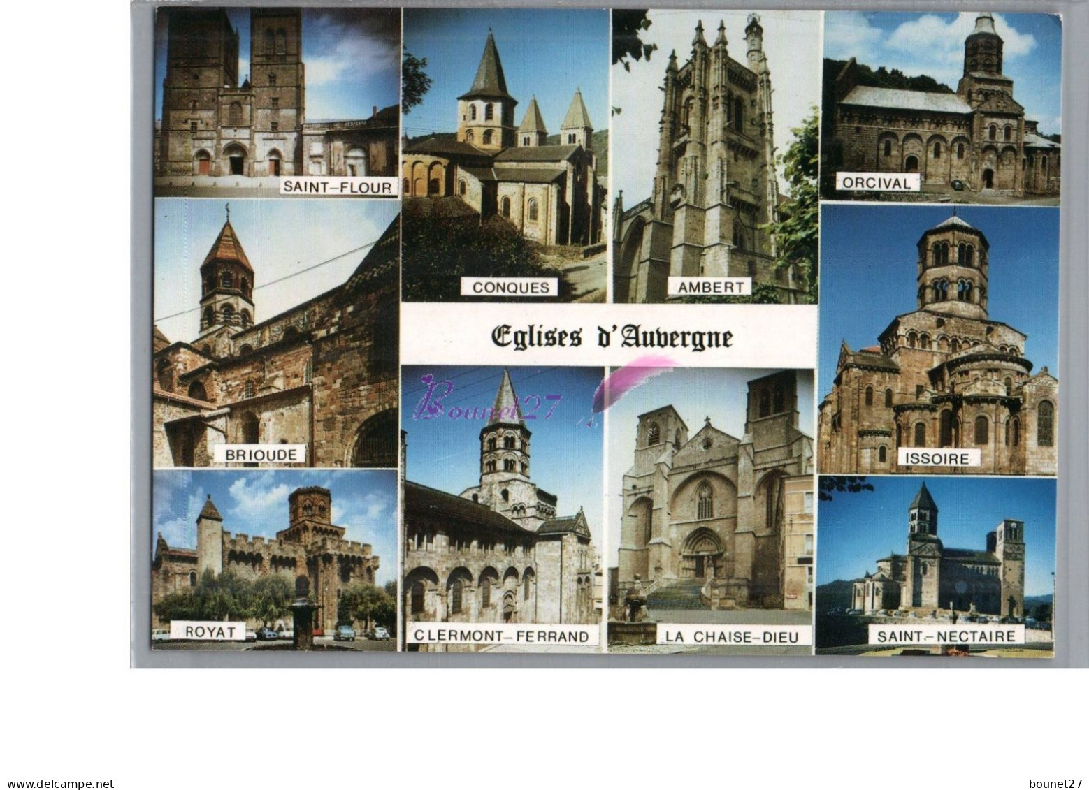 EGLISE D'AUVERGNE 63 - St Flour Ambert Orcival Royat Brioude Chaise Dieu Issoire Nectaire Clermont Ferrand Carte Vierge - Other & Unclassified