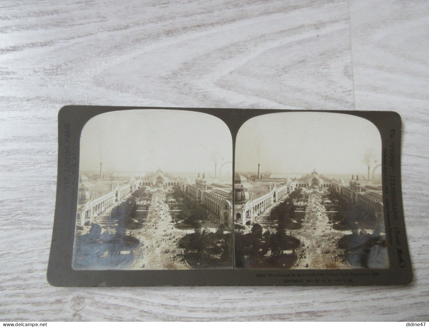 PHOTO STEREOSCOPIQUE -PARIS EXPOSITION DE 1900- Champ De Mars, Vue Sur Carton épais - Stereo-Photographie